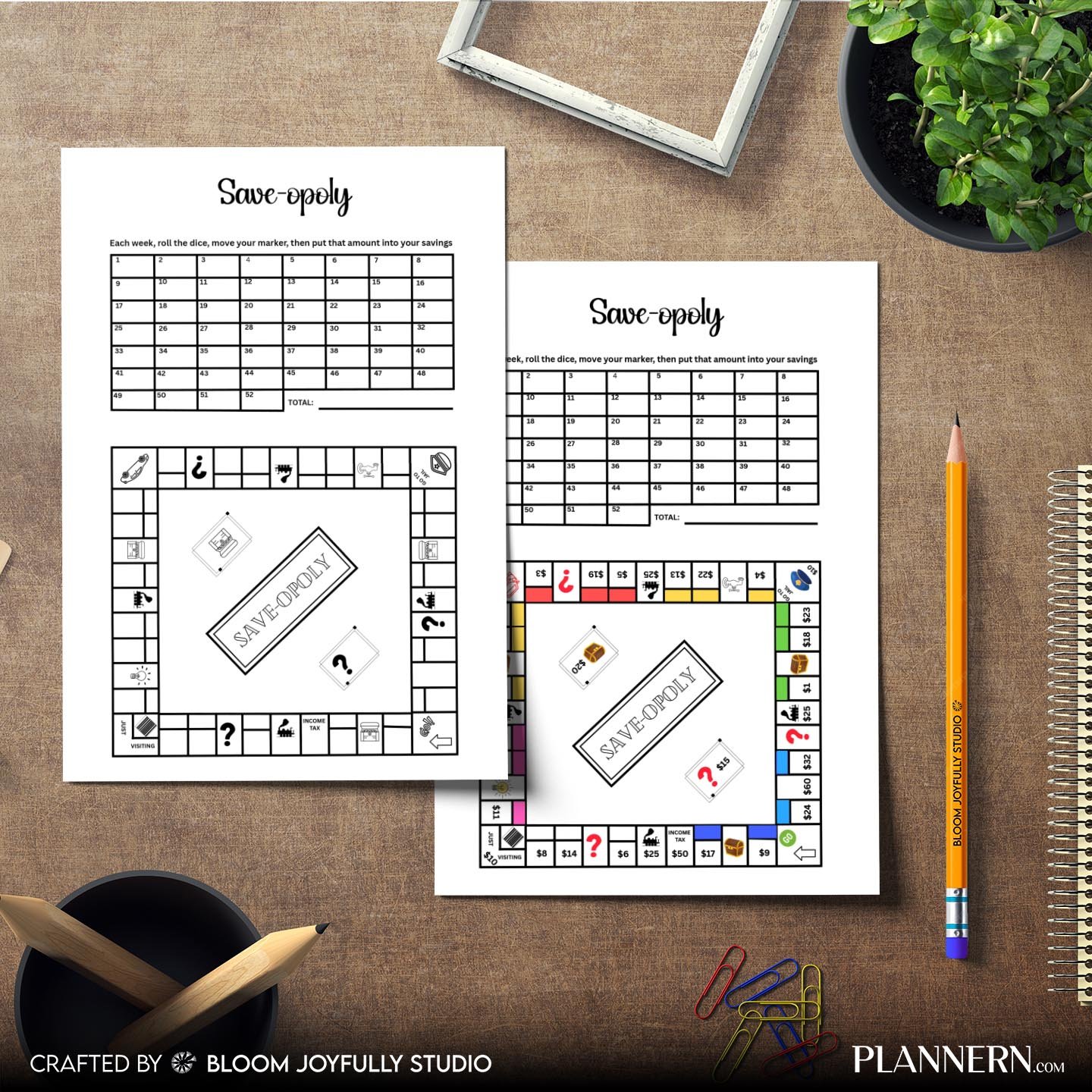 Save-opoly Printable Savings Challenge – Instant Digital Download