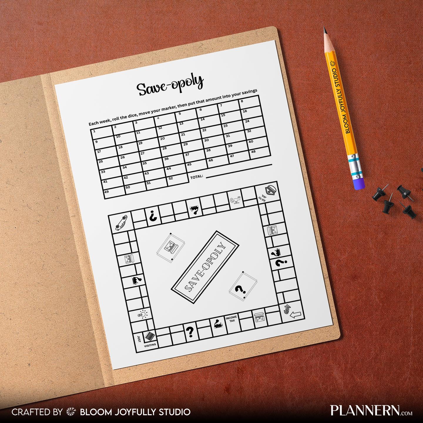 Save-opoly Printable Savings Challenge – Instant Digital Download