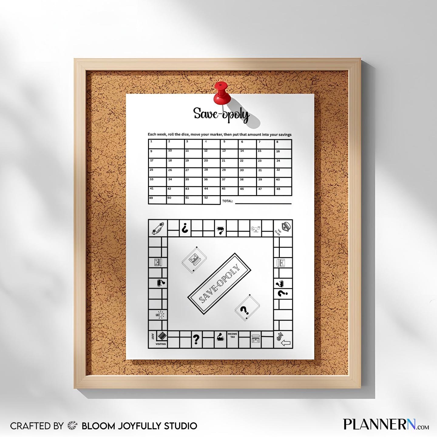 Save-opoly Printable Savings Challenge – Instant Digital Download