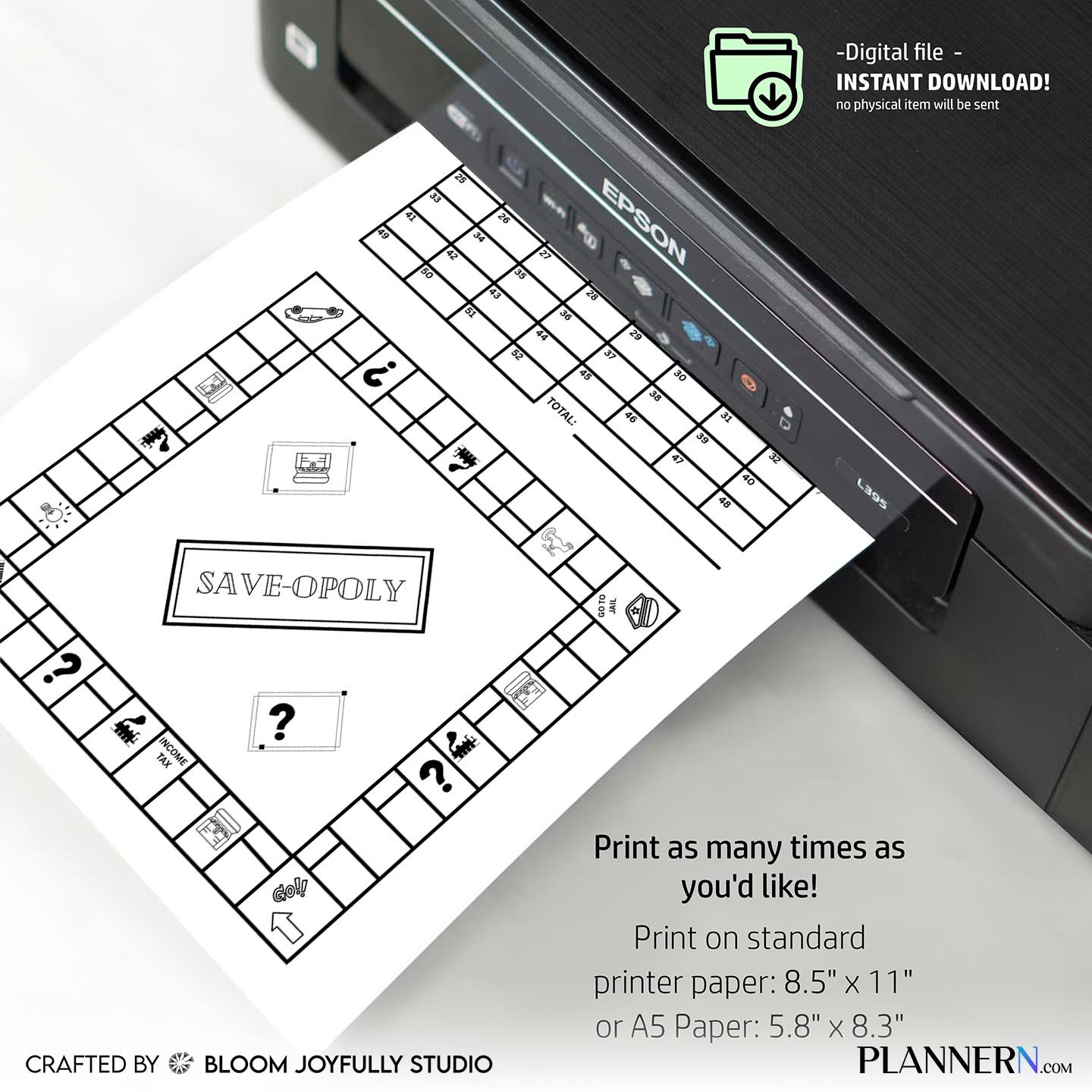 Save-opoly Printable Savings Challenge – Instant Digital Download